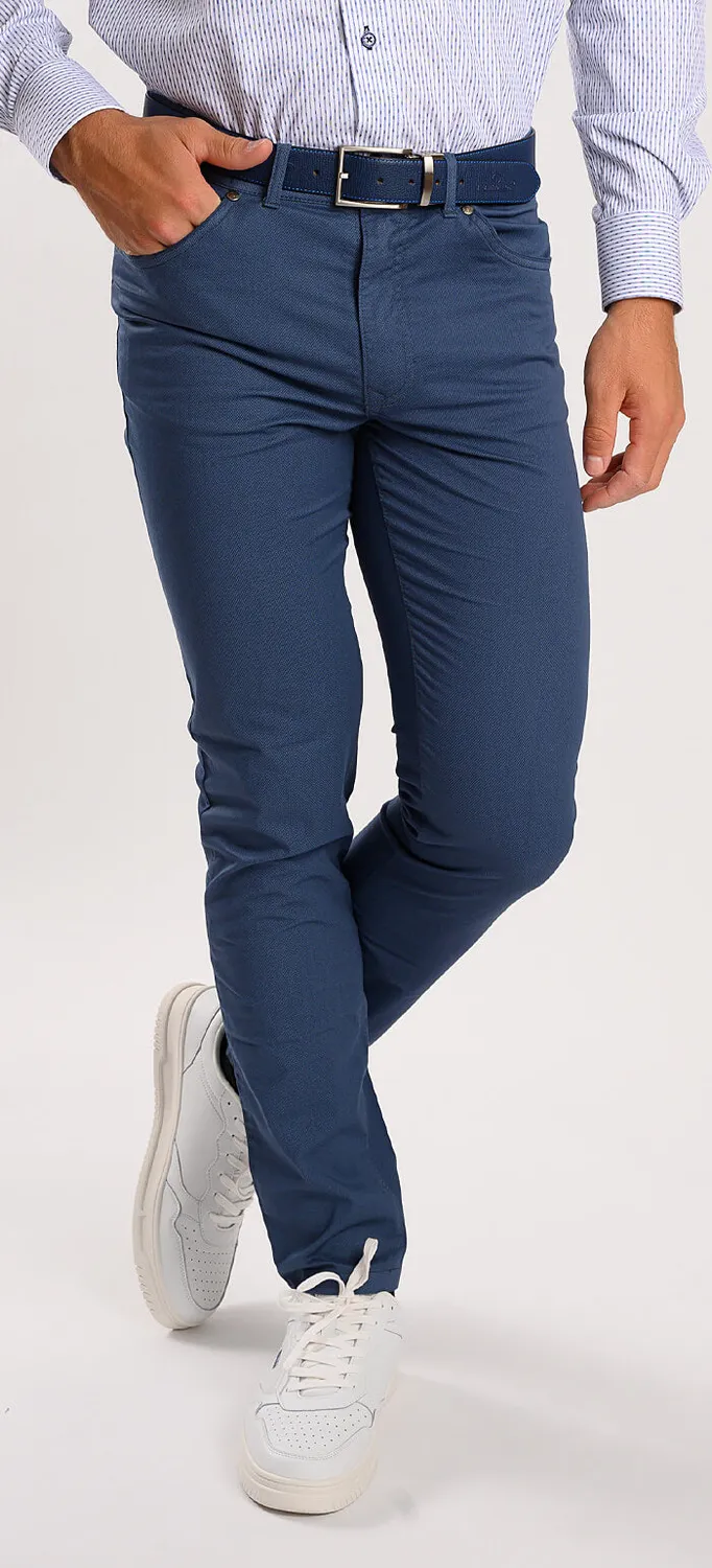 Alain Delon pantaloni casual blu fantasia 35/32 slim fit