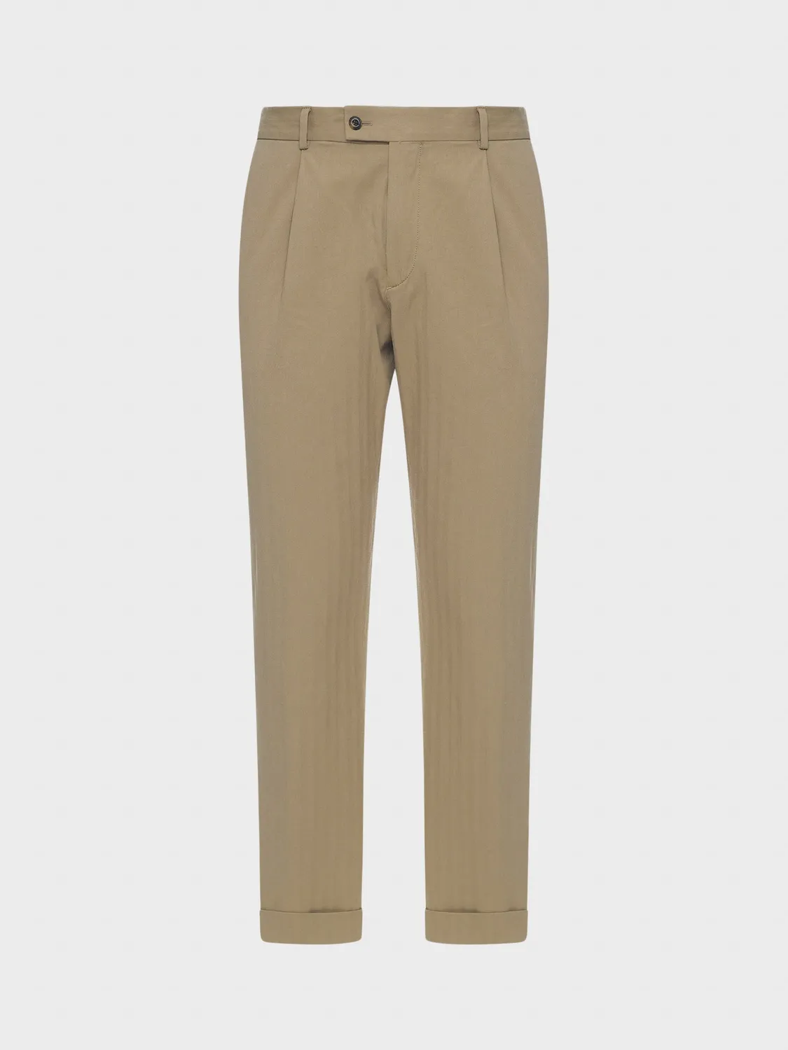 Caruso Norma pantalone cotone beige carrot fit herringbone