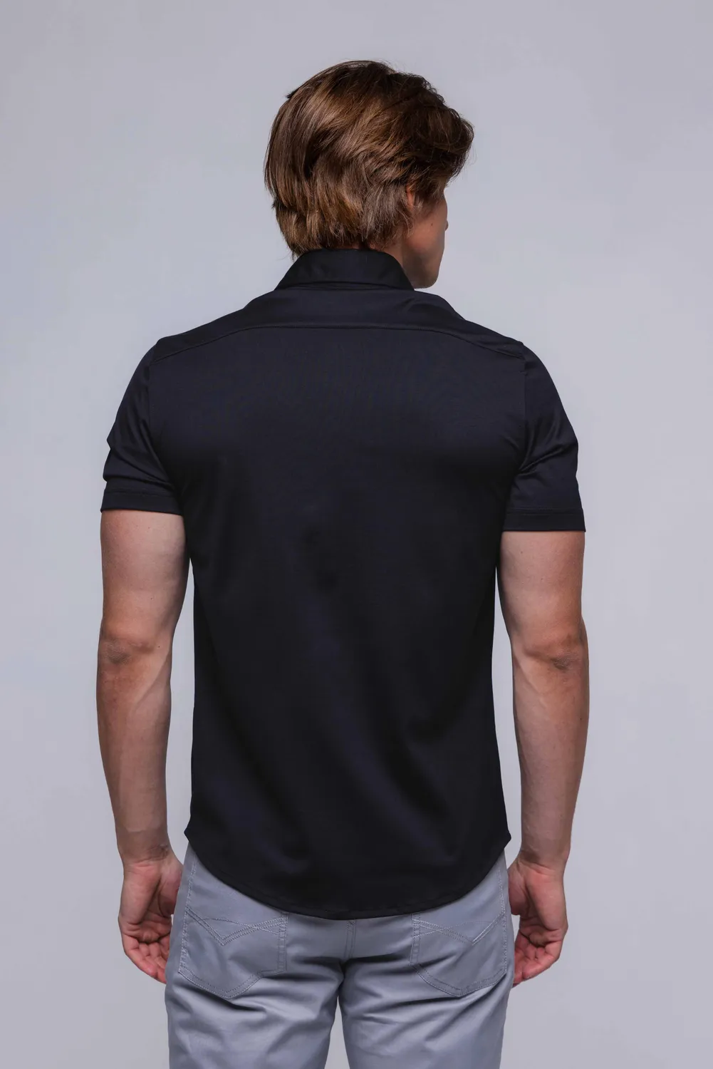 Alain Delon camicia nera manica corta stretch