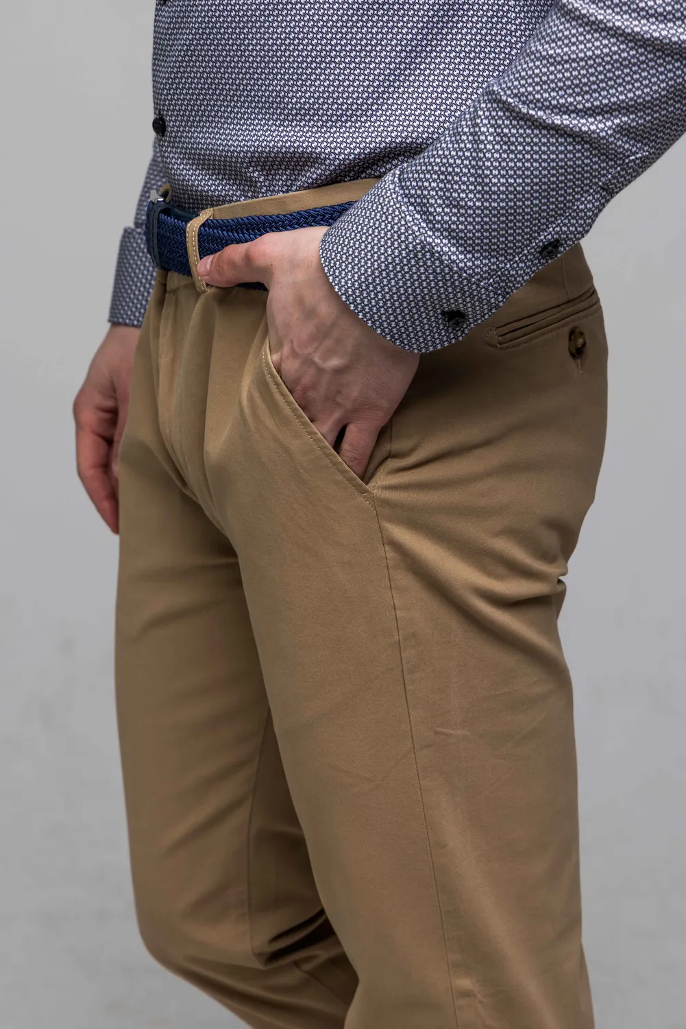 Alain Delon chinos marroni cotone elasticizzato uomo