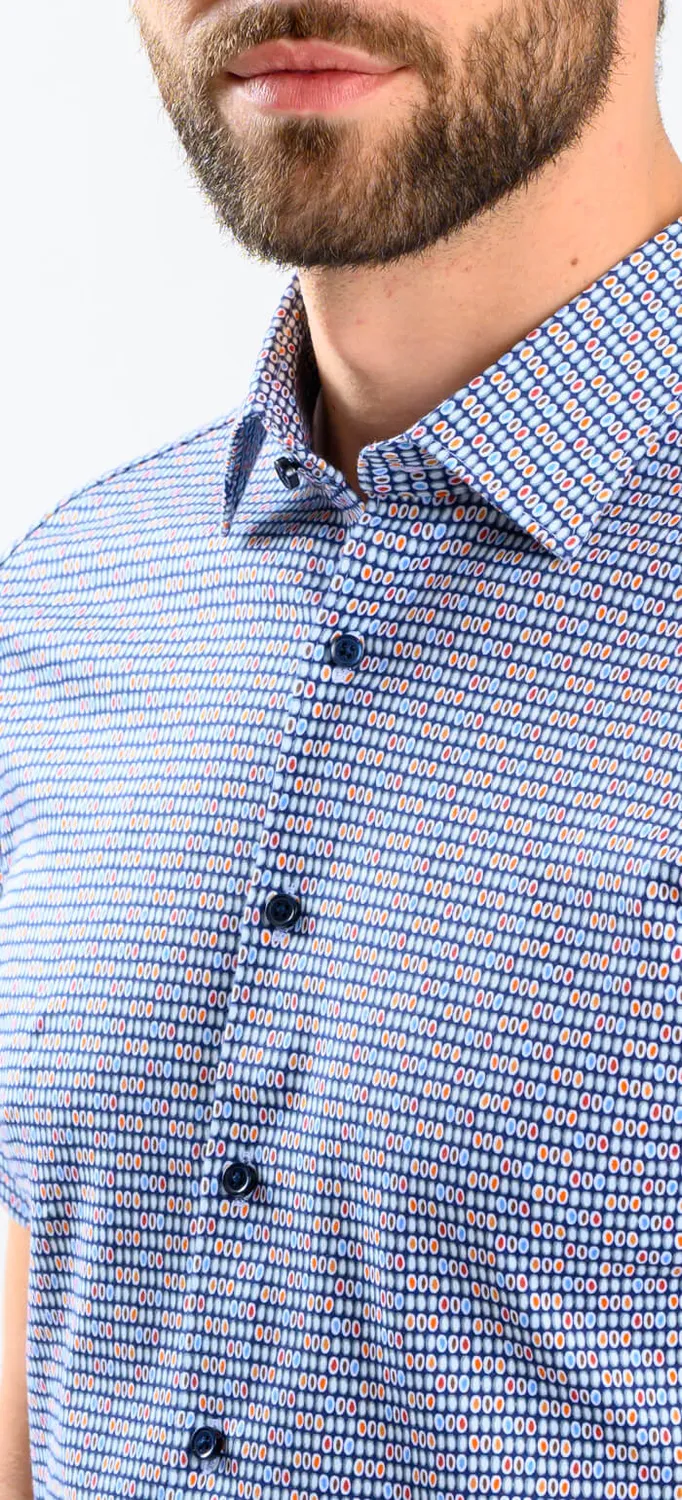 Alain Delon camicia manica corta extra slim fantasia jersey