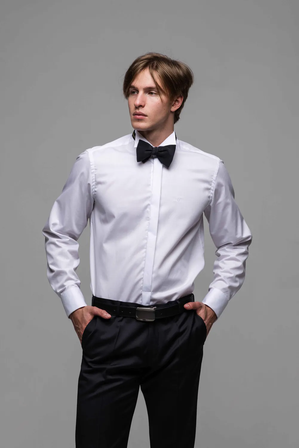 Alain Delon camicia smoking bianca extra slim fit gemelli