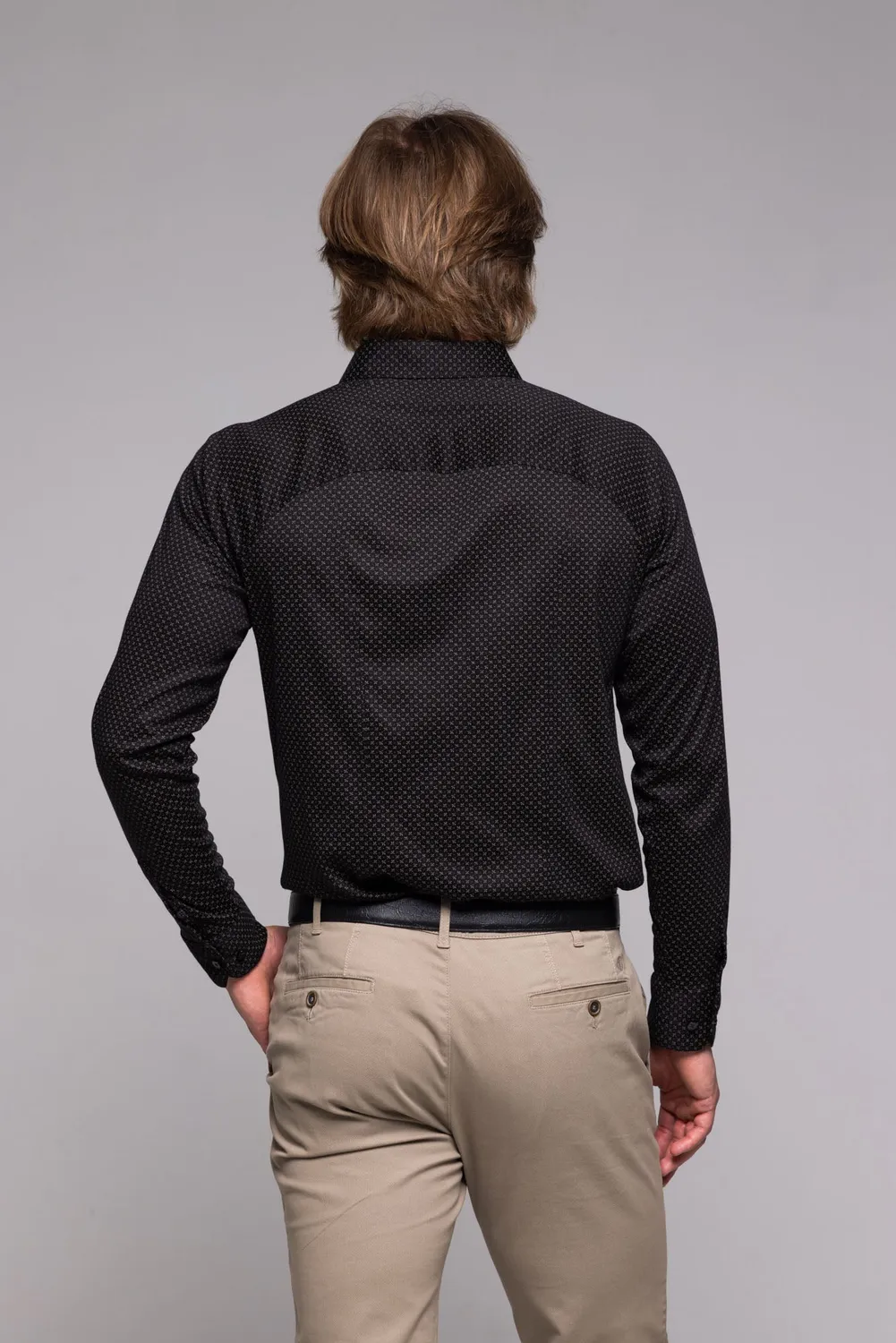 Alain Delon Extra Slim Fit camicia nera elasticizzata