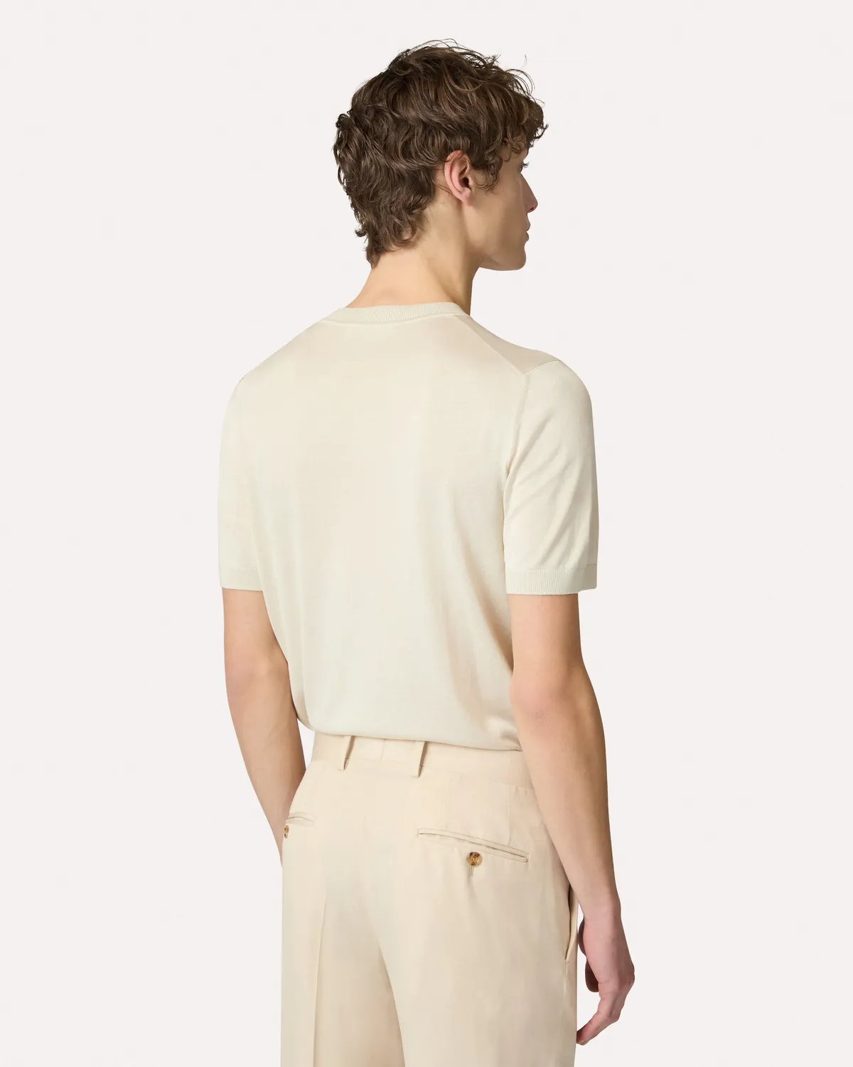 Lardini t-shirt seta panna manica corta