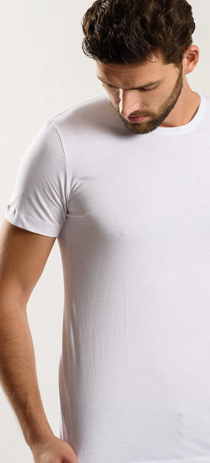 Alain Delon t-shirt bianca cotone elasticizzato girocollo