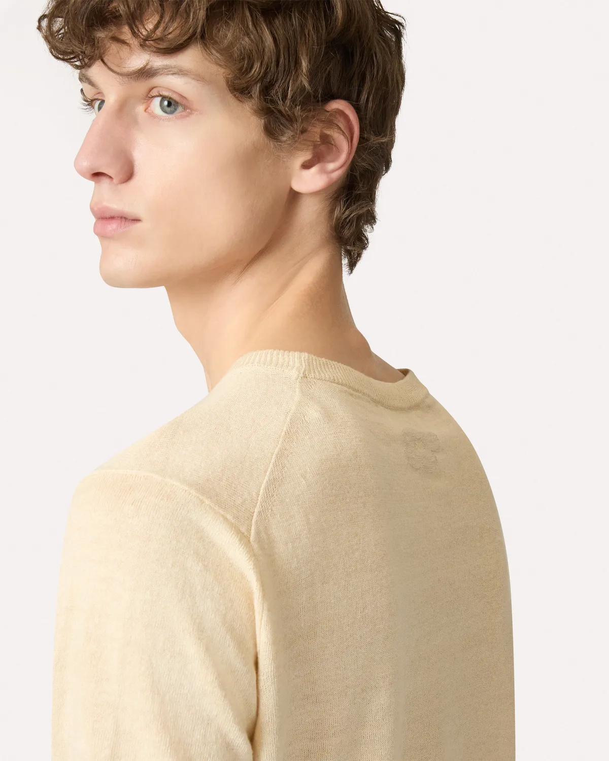 Lardini t-shirt lino cotone panna manica corta