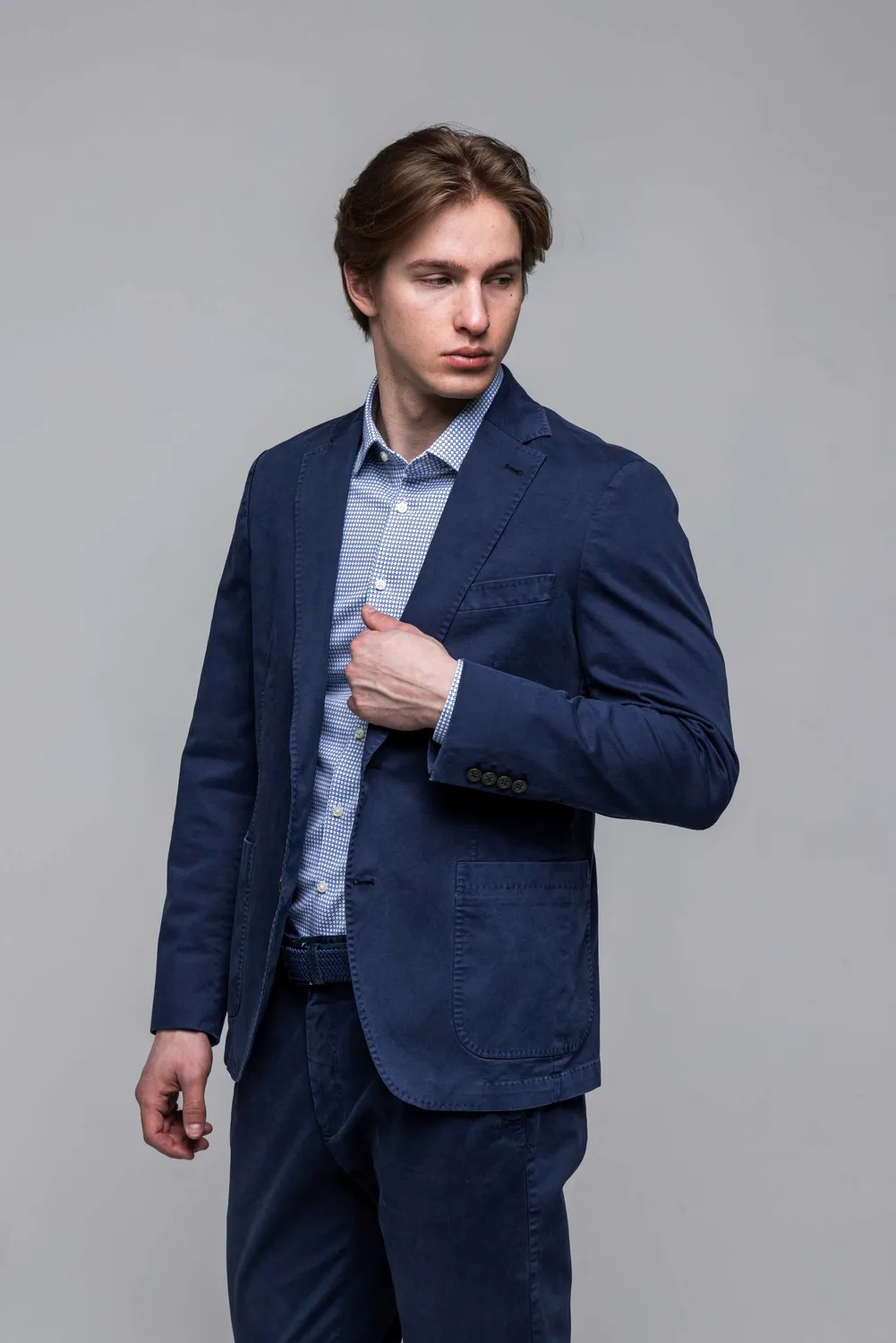 Alain Delon Slim Fit blazer cotone blu taglia 50