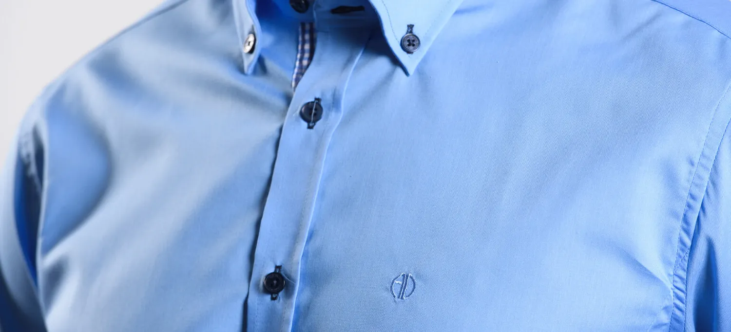 Alain Delon Extra Slim Fit camicia azzurra cotone