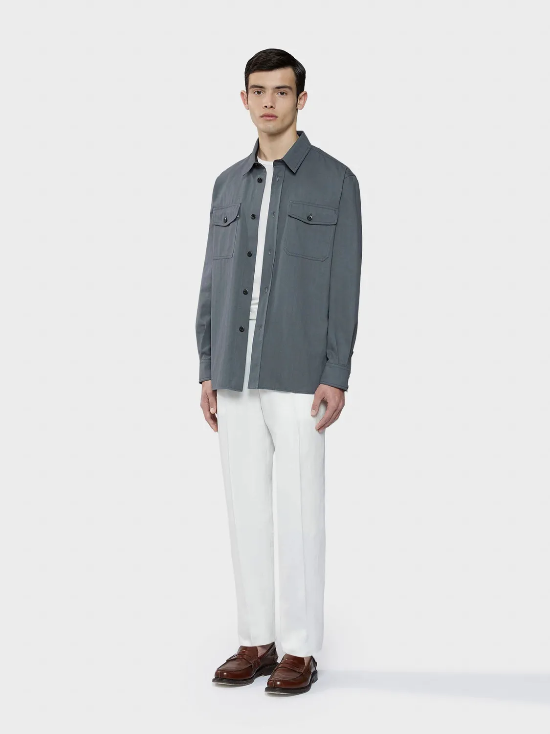 Caruso Pantalone Cotone Lino Seta Bianco Piega