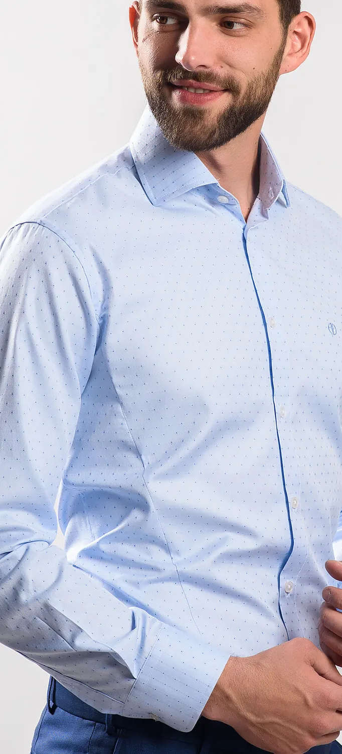 Alain Delon camicia azzurra extra slim pois