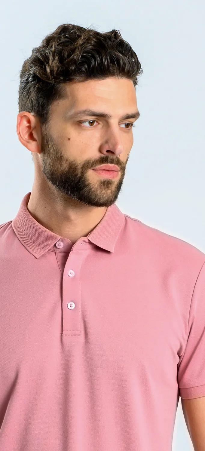 Alain Delon polo rosa slim fit manica corta cotone