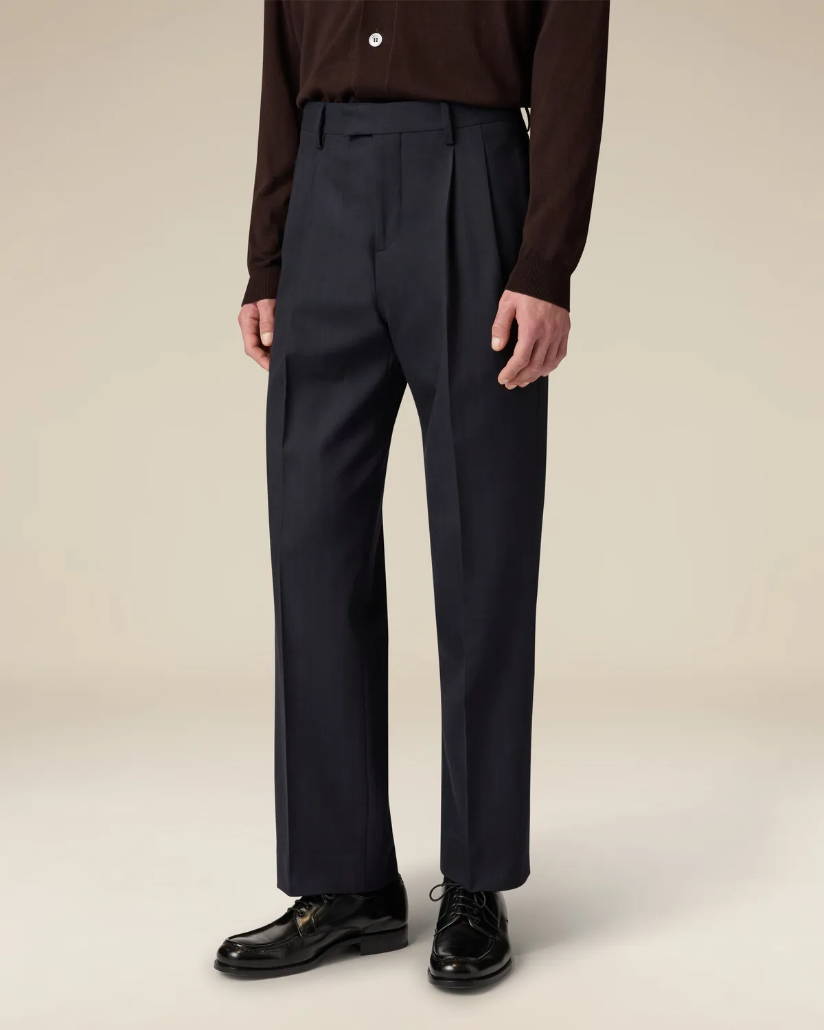 Lardini Le Origini Pantalone Piega Blu Herringbone