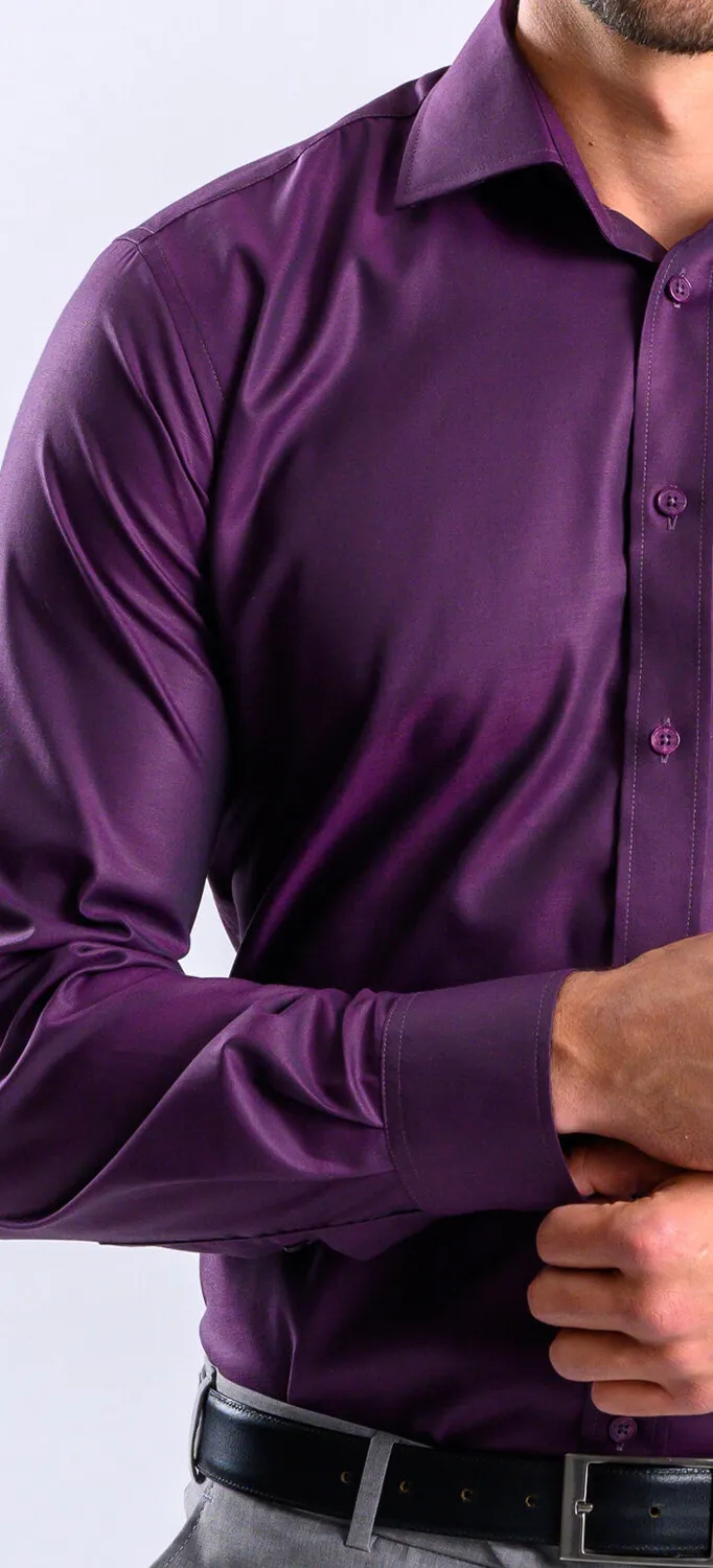 Alain Delon Classic Fit camicia melanzana cotone