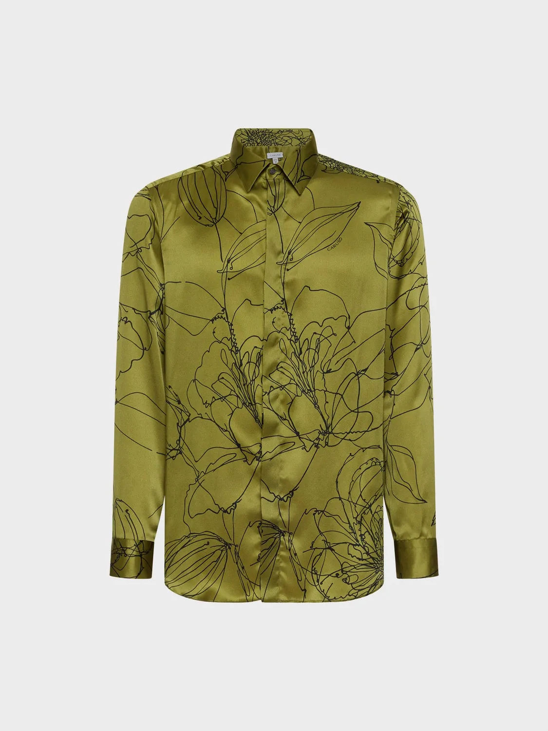 Caruso Butterfly camicia seta floreale verde