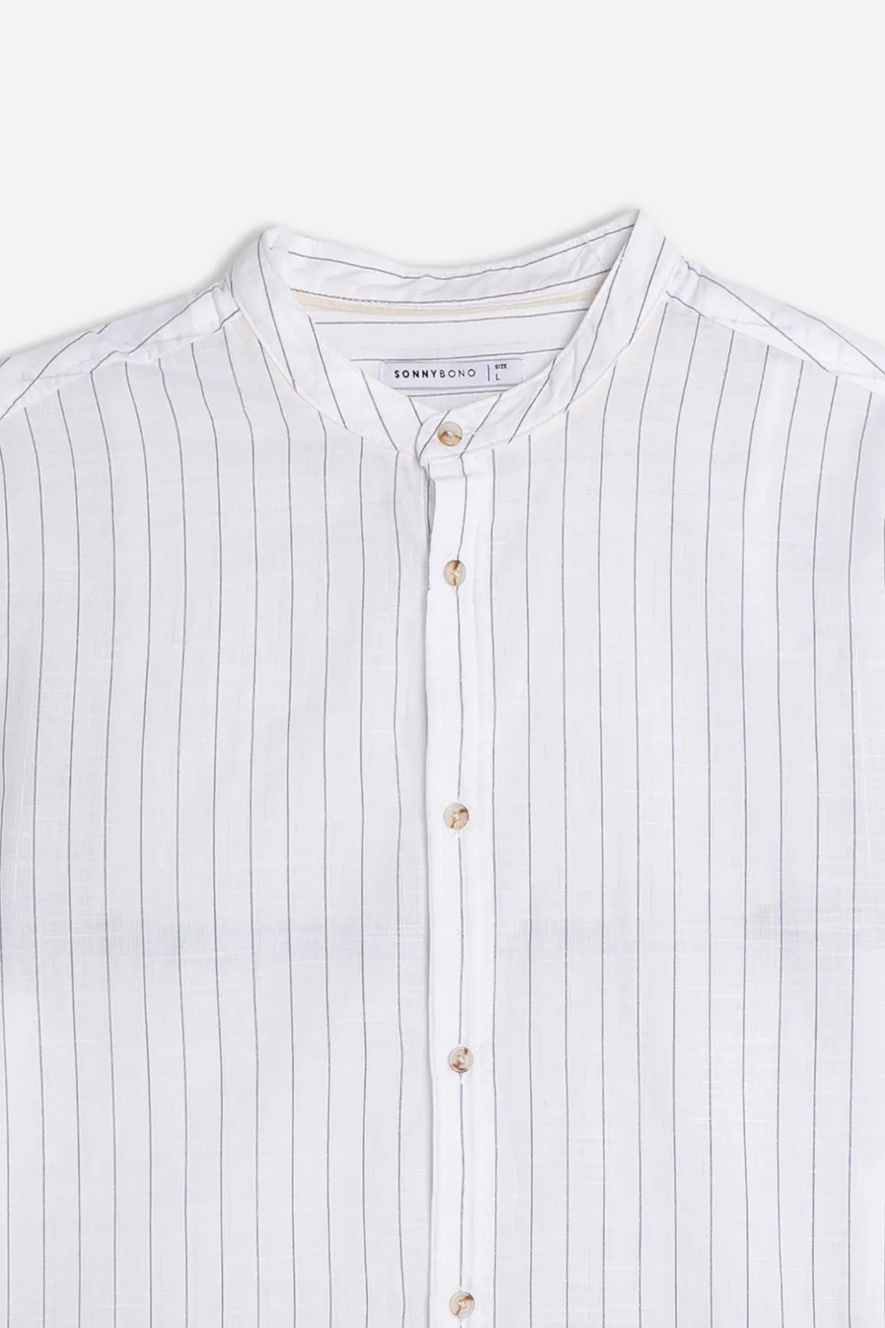 Sonny Bono camicia collo coreano cotone slub blu