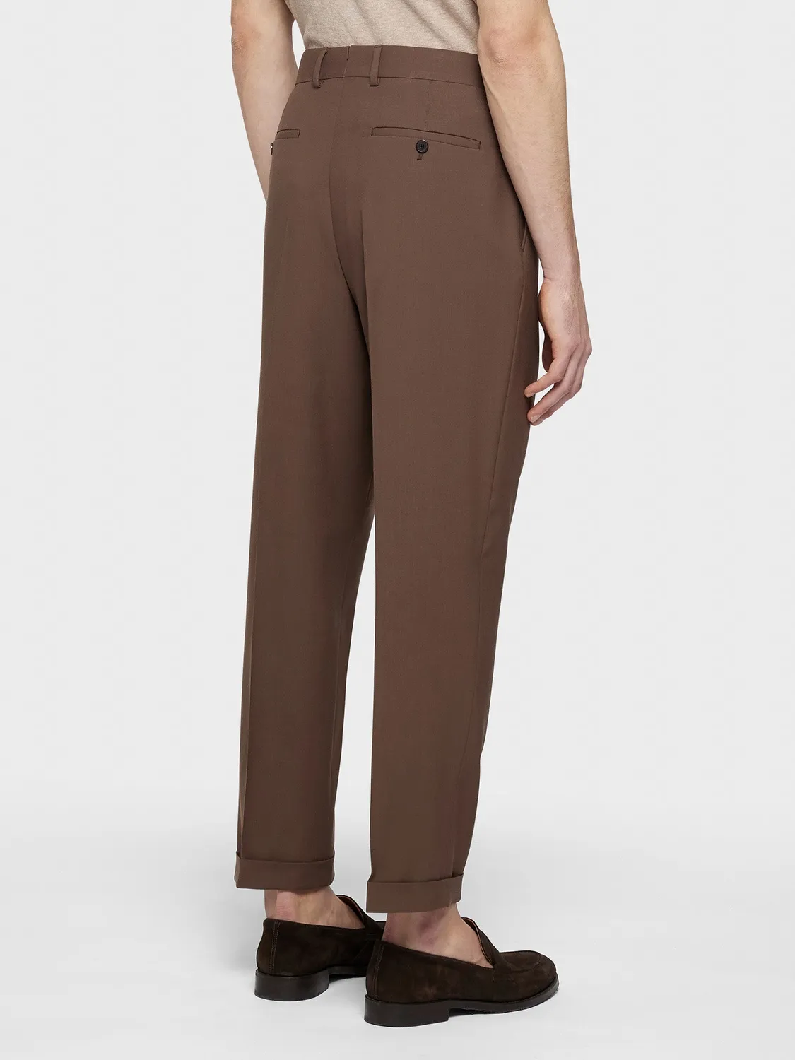 Caruso pantalone lana Houdini marrone monopince