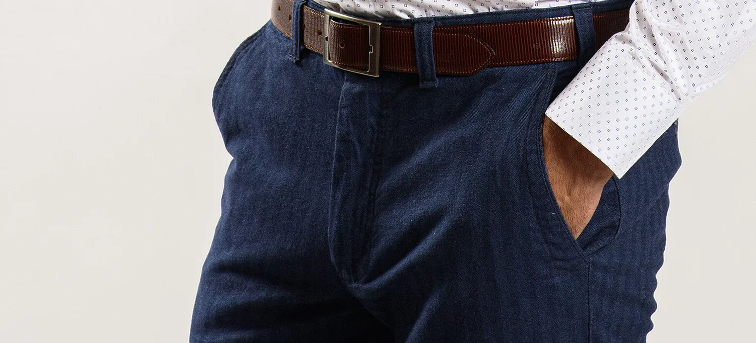 Alain Delon pantalone cotone blu rigato slim fit