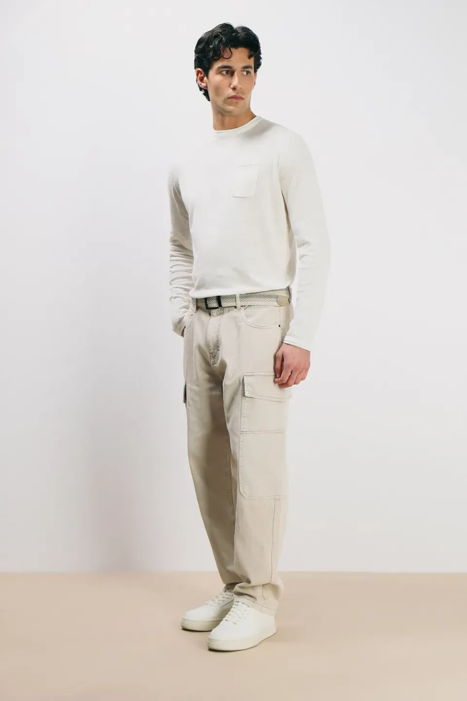 Sonny Bono Denim Cargo Baggy jeans beige tasche laterali