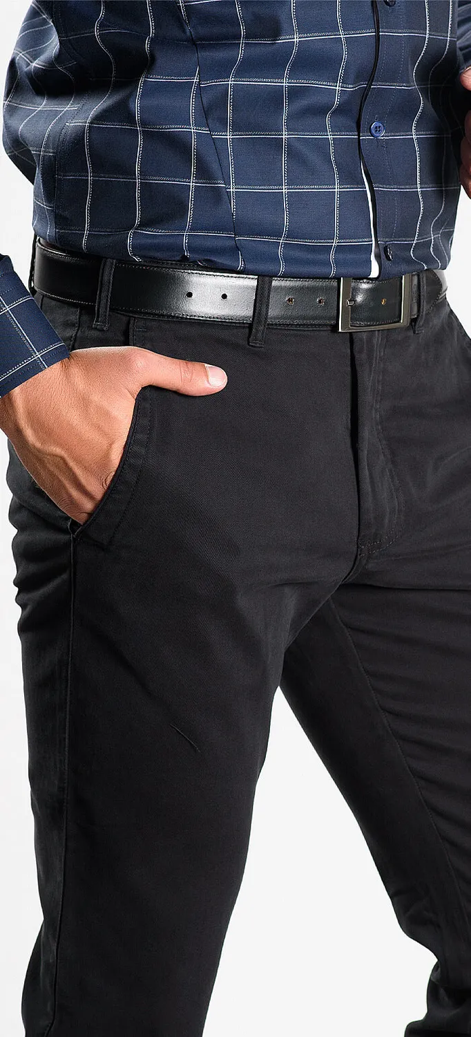 Alain Delon pantaloni neri cotone elasticizzato