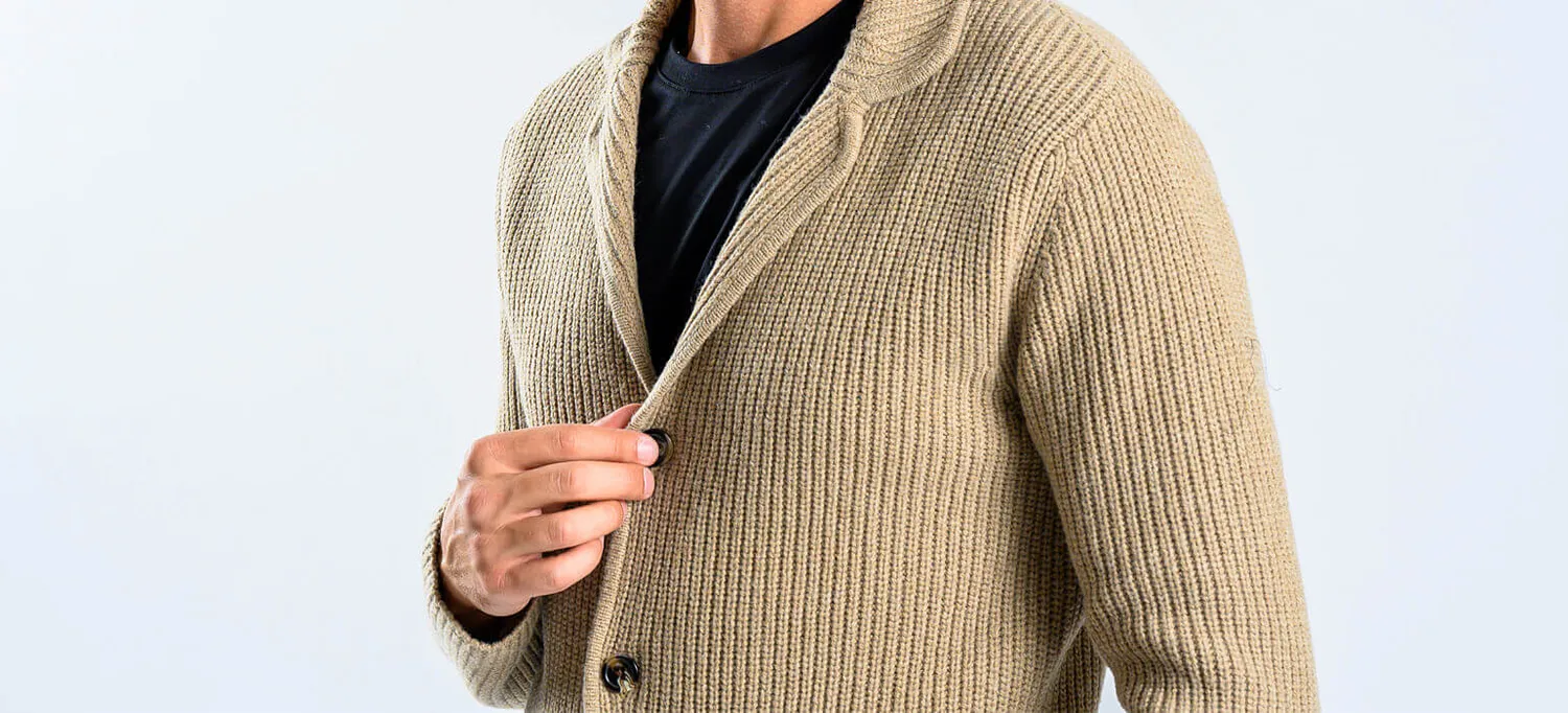 Alain Delon Maglione Beige Lana con Bottoni