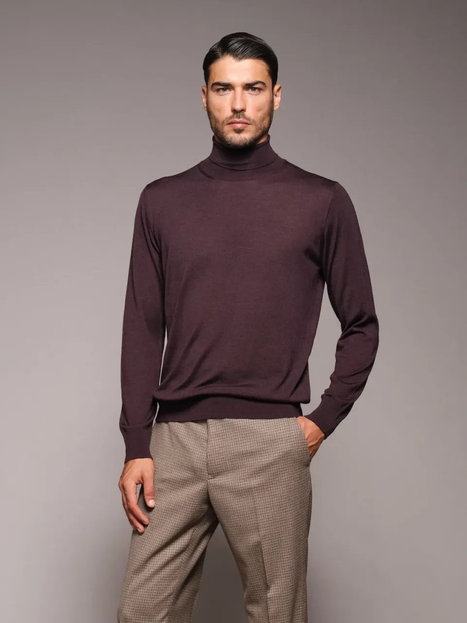 Caruso Dolcevita Uomo Lana Seta Cashmere Bordeaux