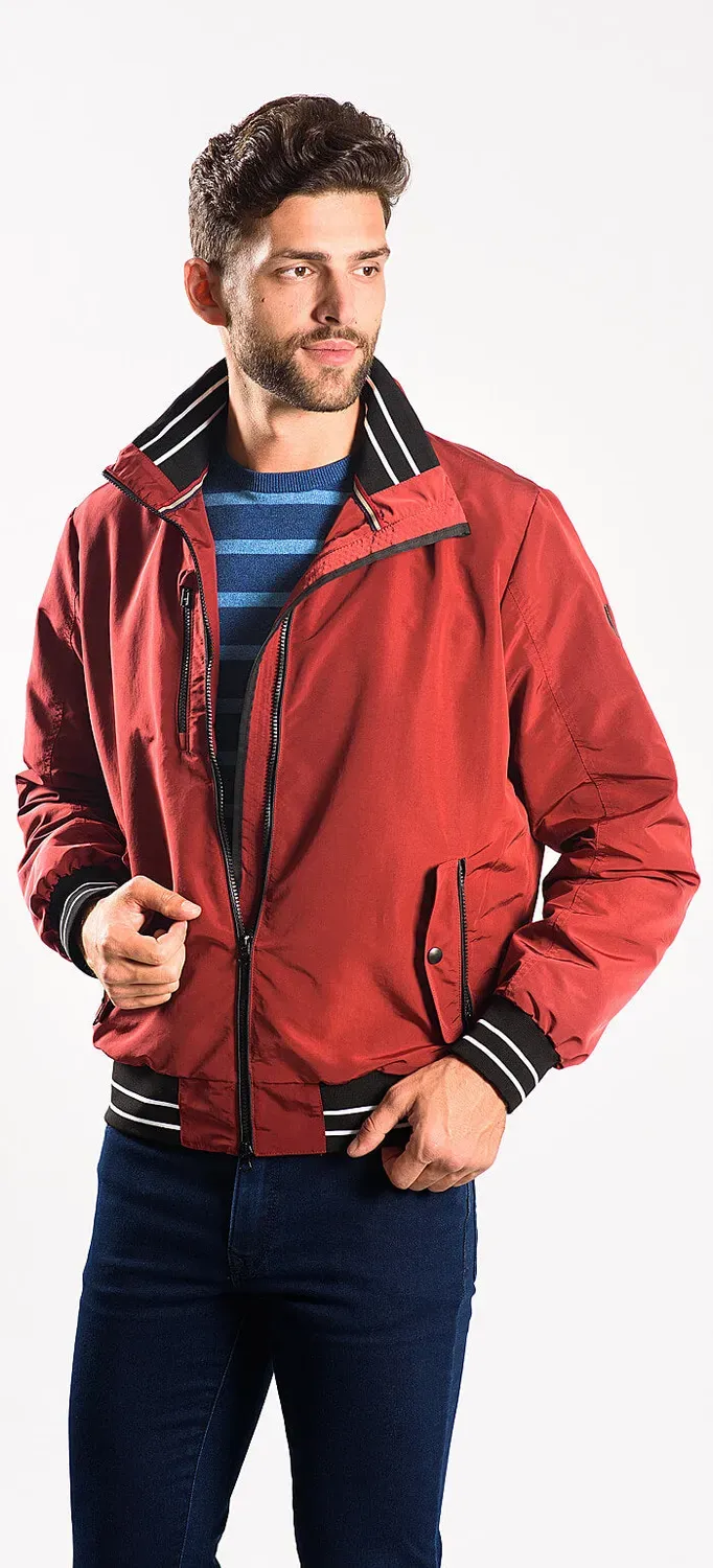 Alain Delon giubbotto rosso uomo slim fit autunnale