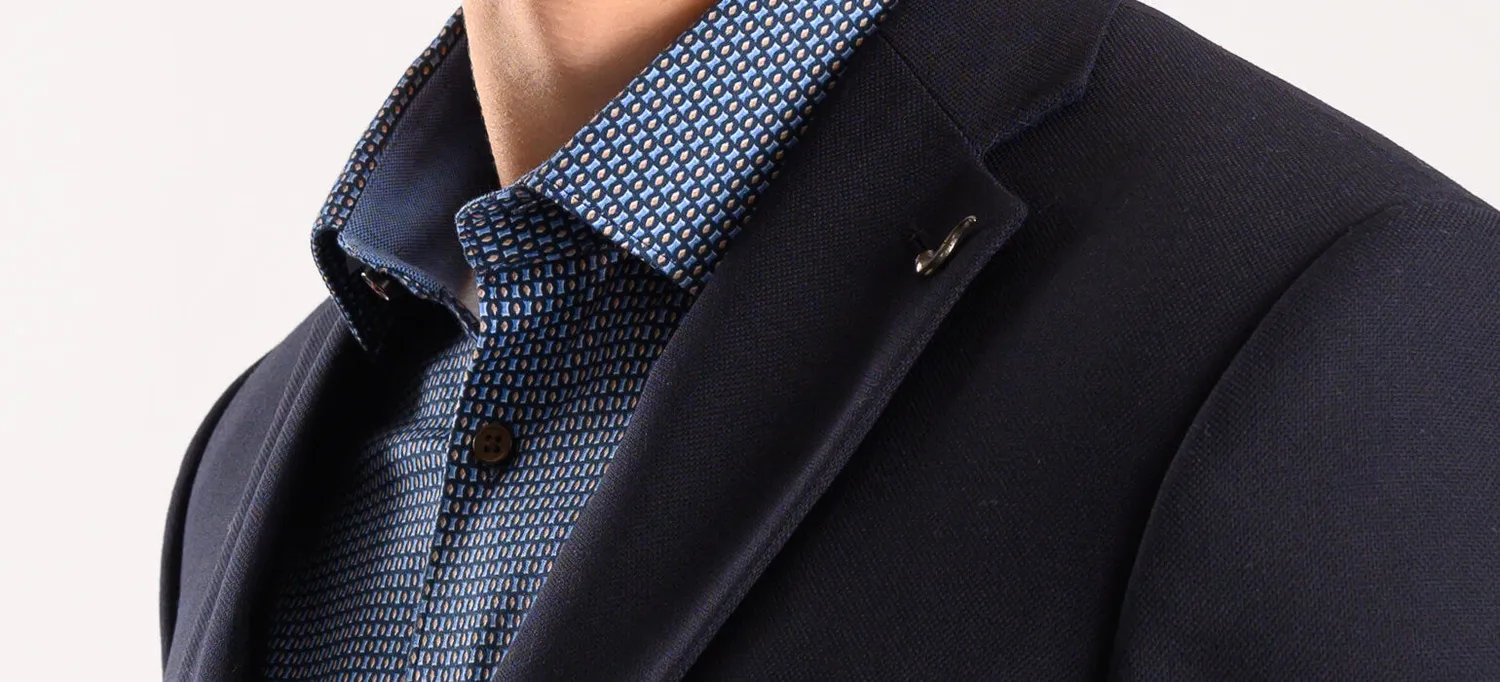 Alain Delon giacca lana blu navy tasche cucite slim fit