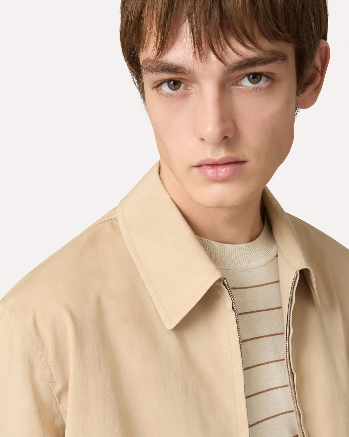 Lardini giacca camicia cammello cotone seta elasticizzata