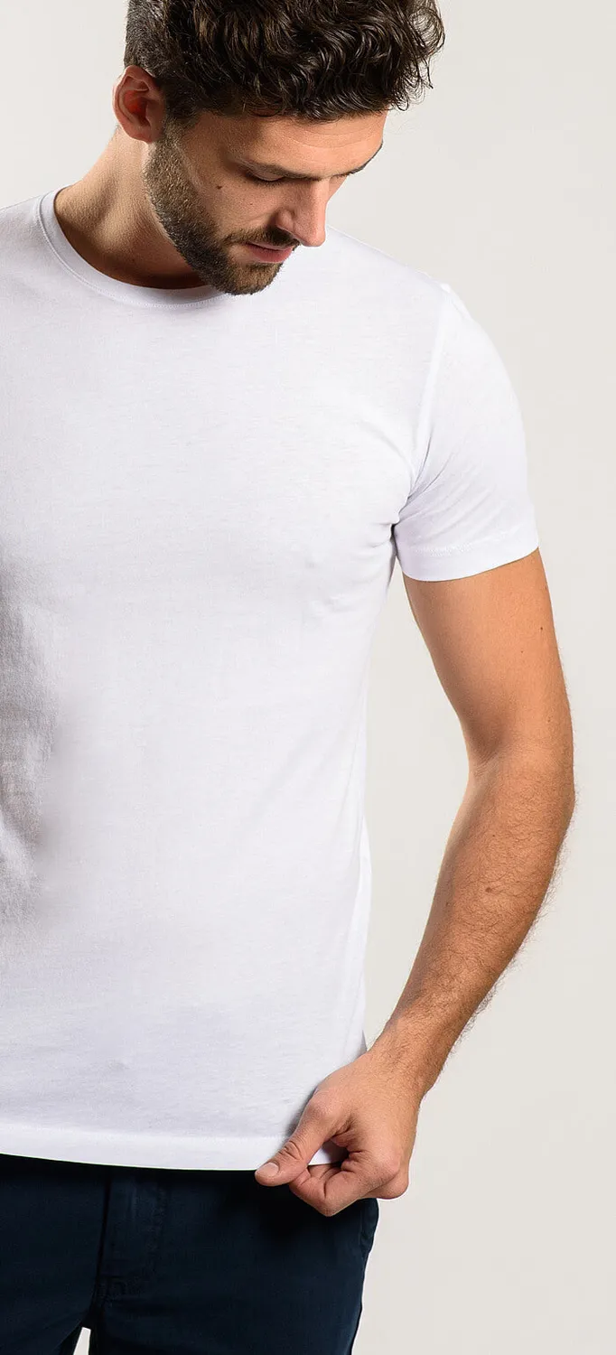 Alain Delon t-shirt bianca cotone elasticizzato girocollo