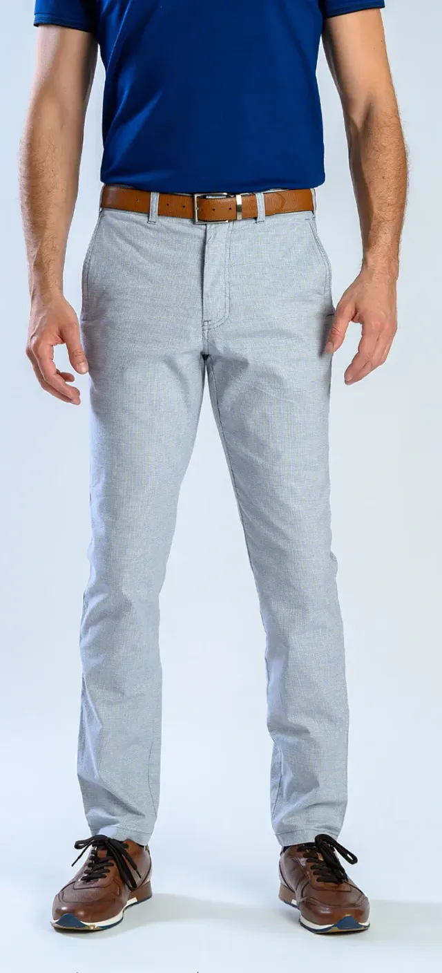 Alain Delon chino pepito grigio-blu lino slim fit