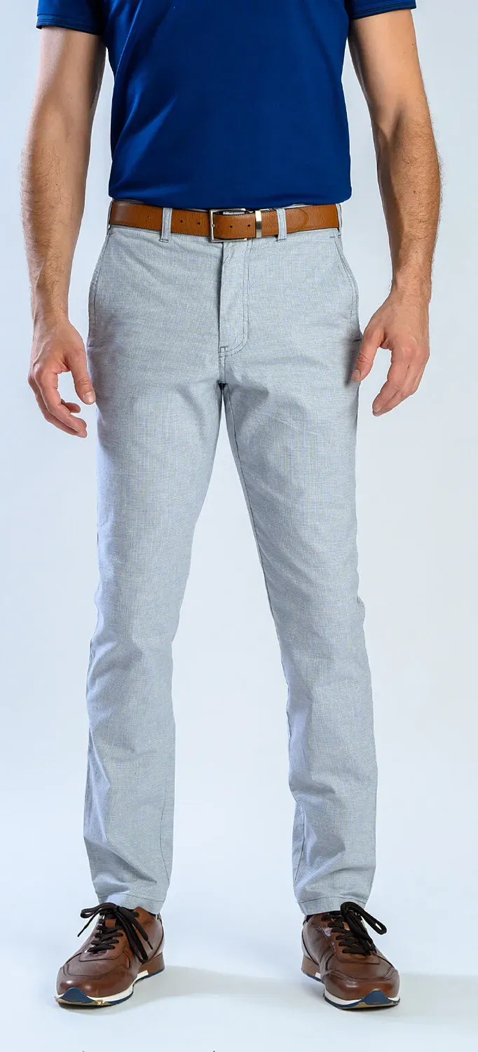 Alain Delon chino pepito grigio-blu lino slim fit