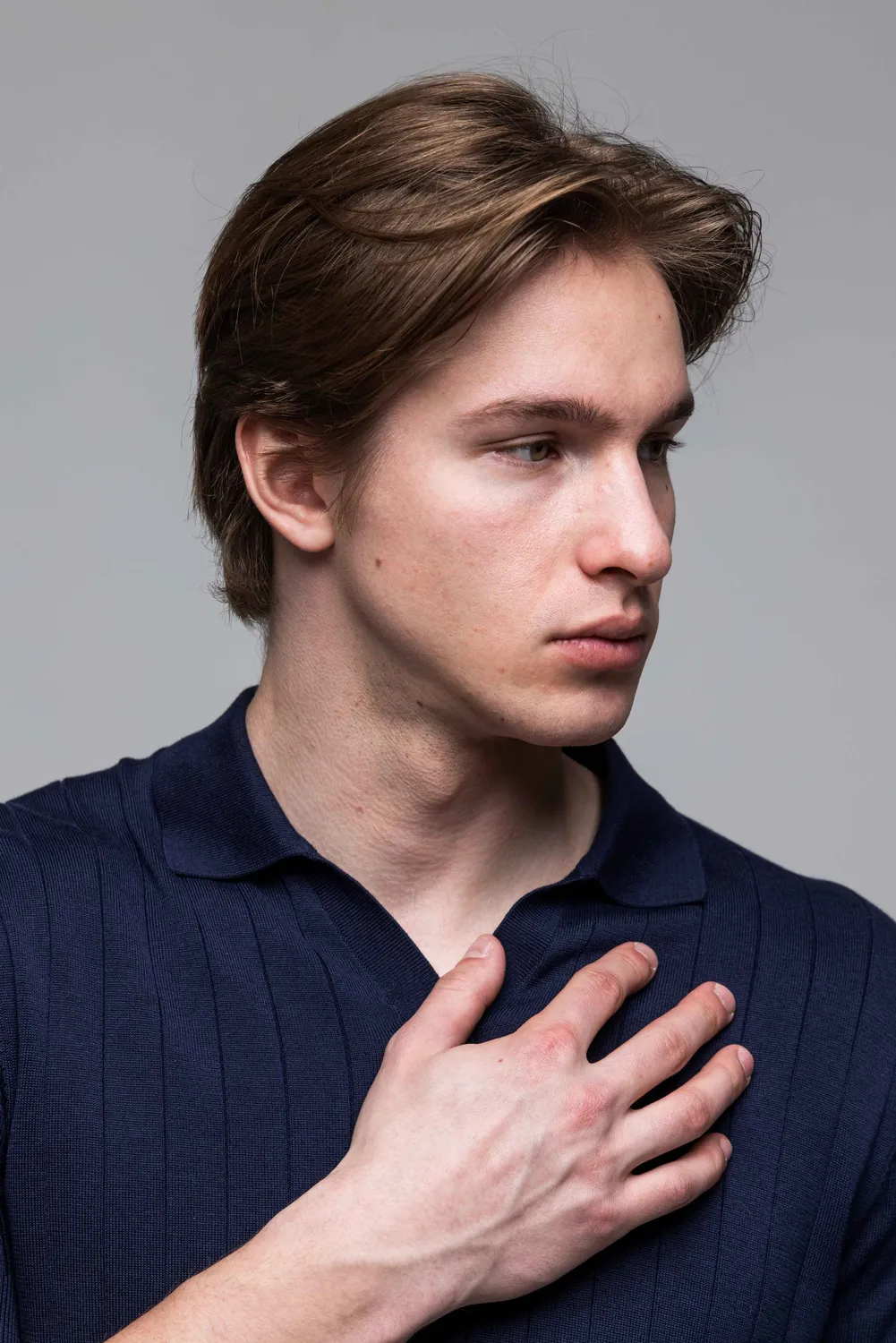 Alain Delon polo maglia blu scuro cotone e tencel