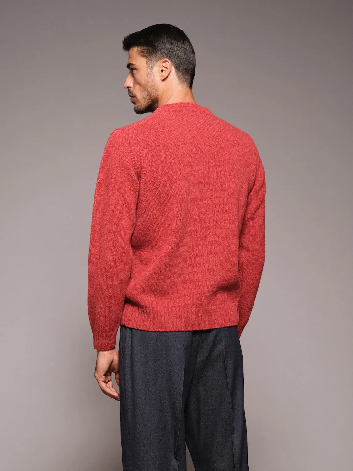 Caruso Butterfly maglia girocollo lana Shetland rossa