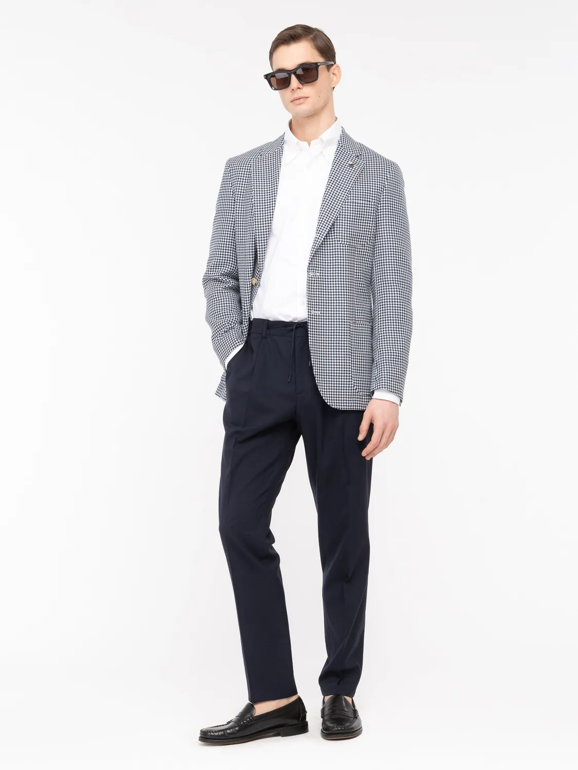 Paoloni Pantalone jogging fresco di lana stretch blu