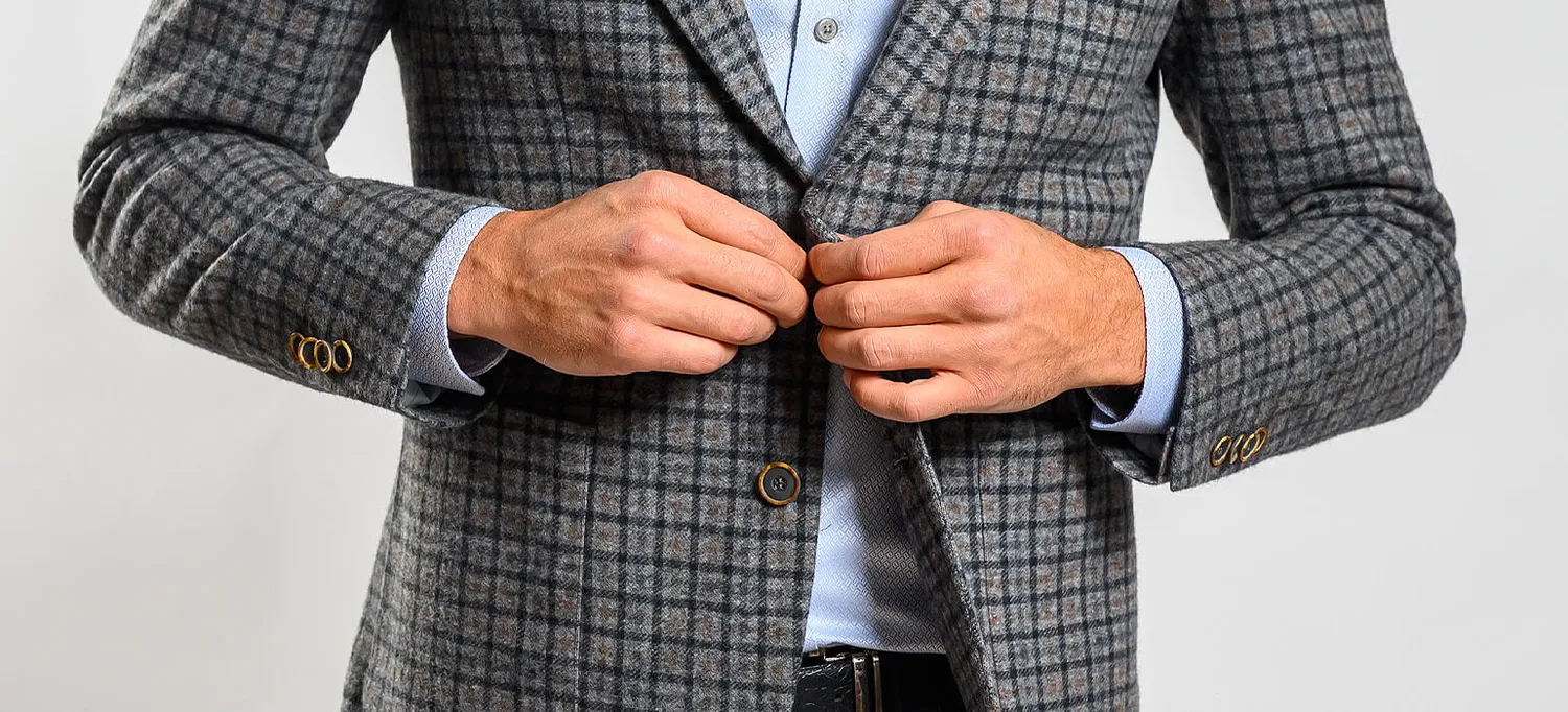 Alain Delon giacca slim fit quadri grigio marrone