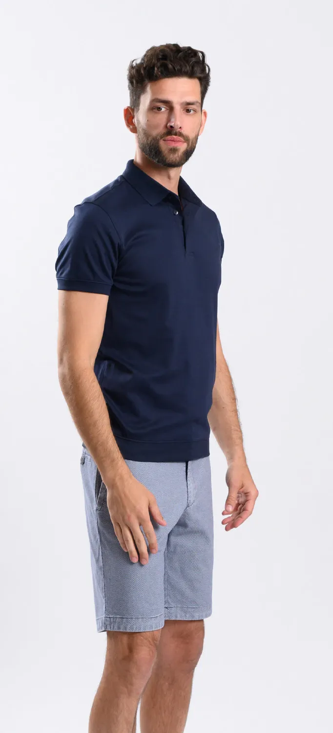 Alain Delon Polo Slim Fit Blu Cotone Micropima
