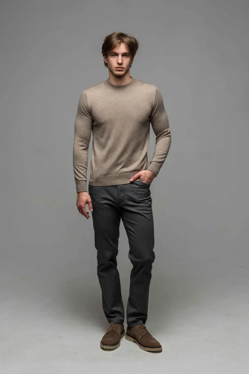 Alain Delon dolcevita beige collo alto uomo