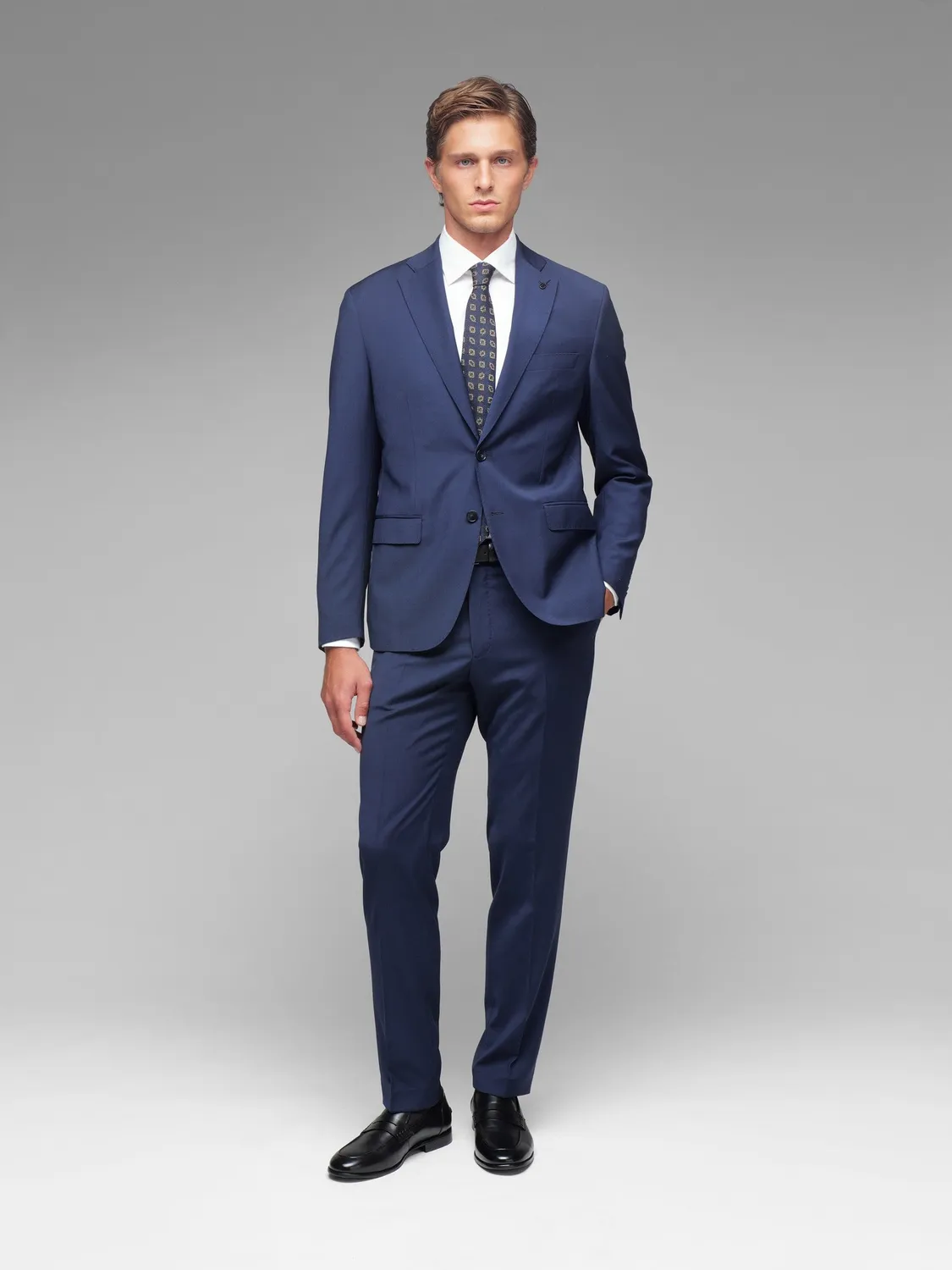 Paoloni Abito Lana Stretch Blu Slim Drop 7