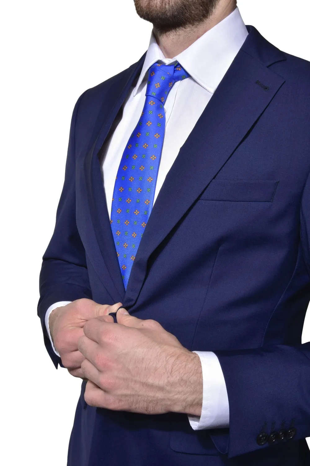 Alain Delon abito slim fit blu in lana Super 120s