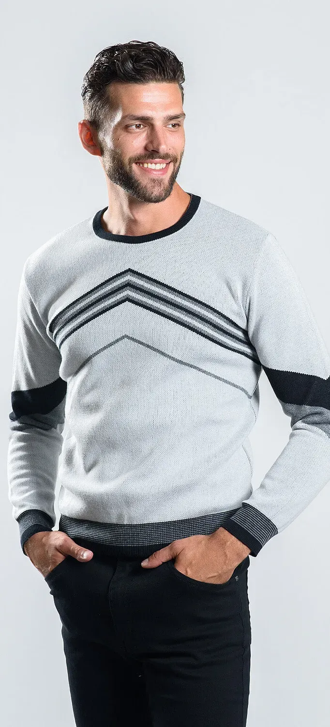 Alain Delon pullover cotone grigio collo tondo