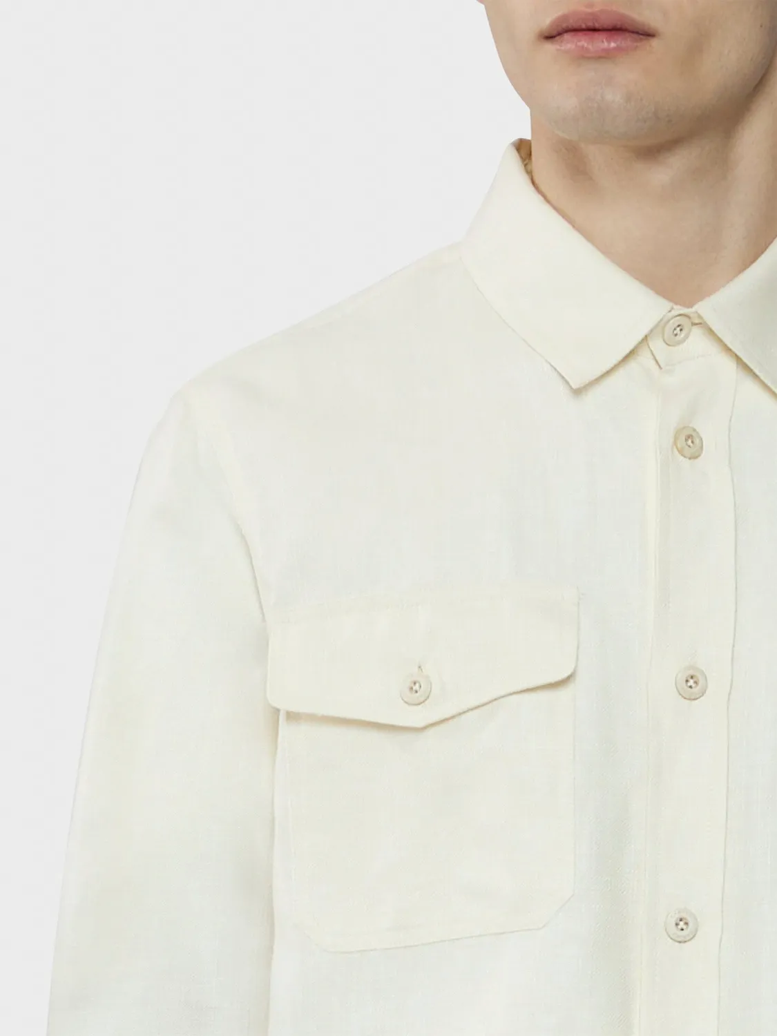 Caruso Aida Overshirt lino-lana bianco bottoni XS-XL