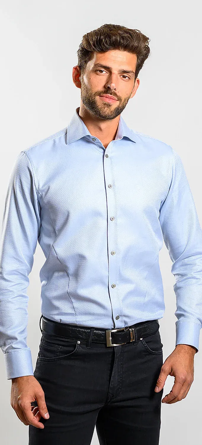 Alain Delon camicia extra slim fit grigio cotone taglia 38