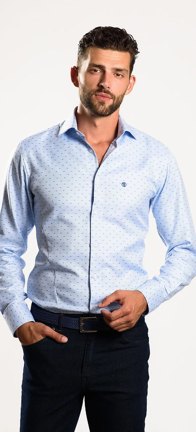 Alain Delon camicia extra slim fit blu a motivi