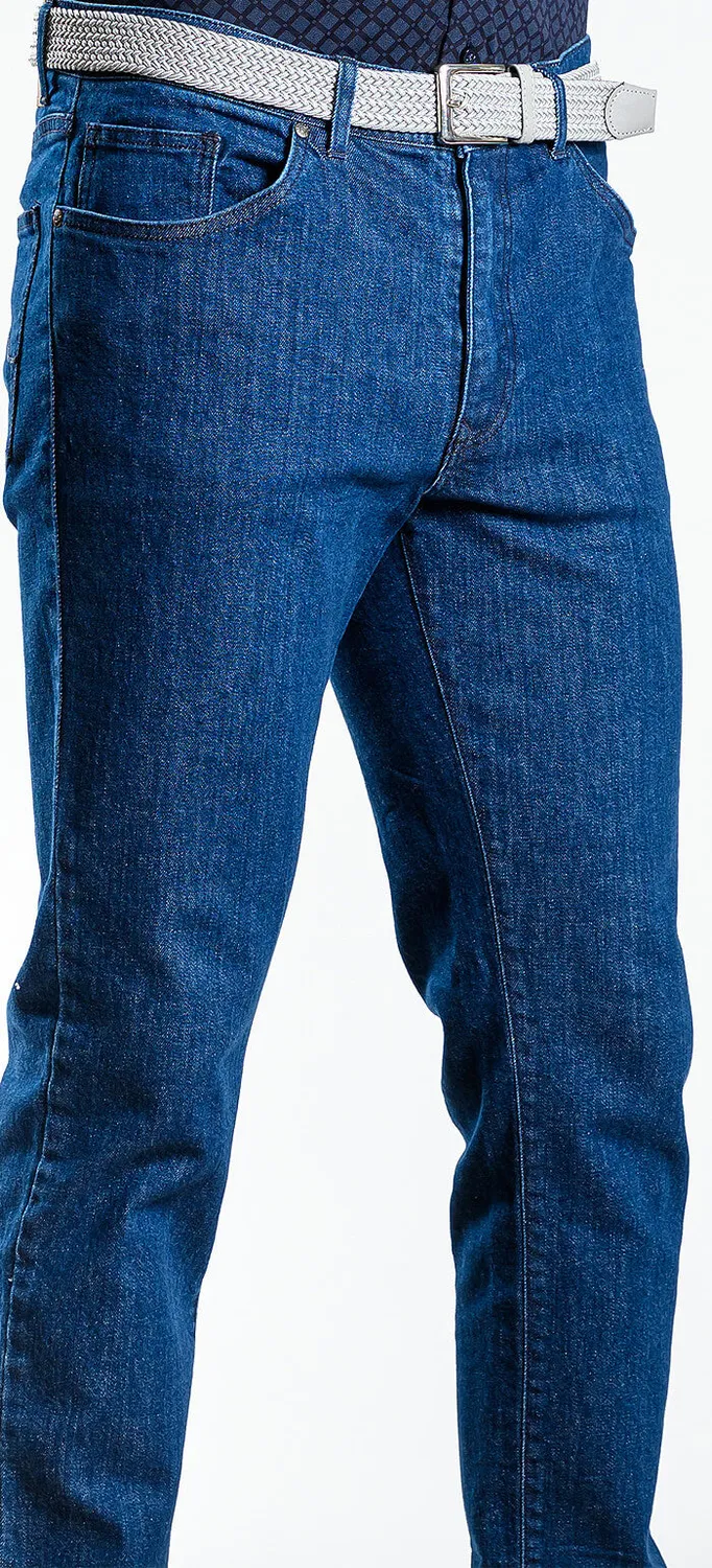 Alain Delon jeans slim fit blu scuro cotone Candiani