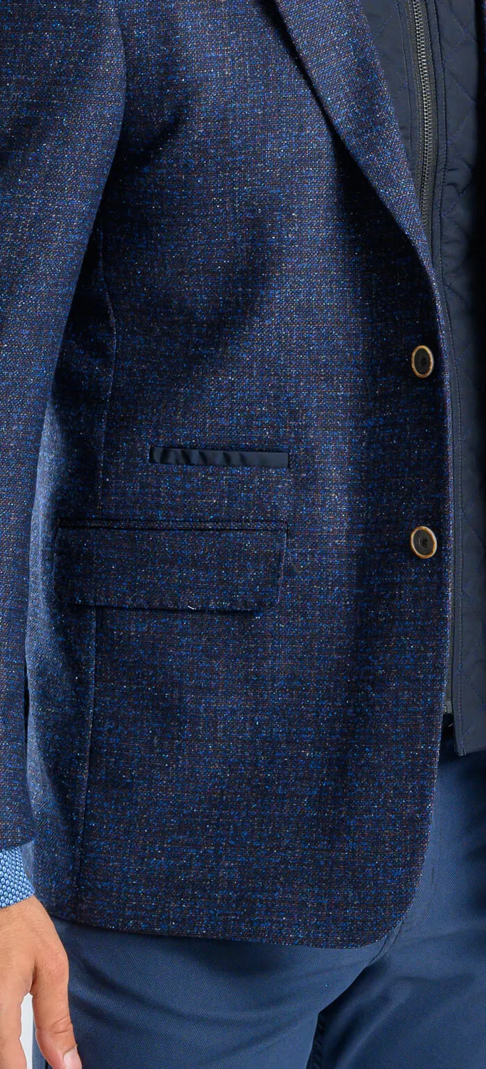 Alain Delon blazer blu spruzzato lana seta fodera zip