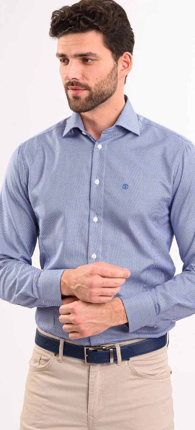 Alain Delon camicia blu navy extra slim fit ovali