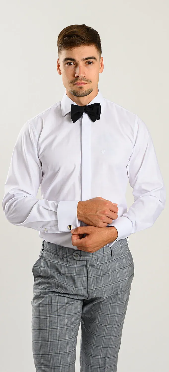 Alain Delon camicia bianca slim fit struttura fine gemelli
