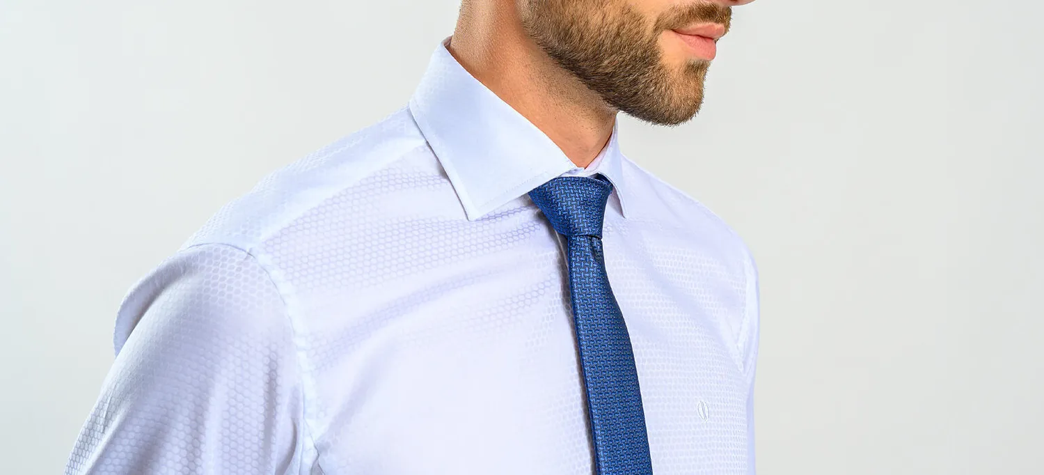 Alain Delon Camicia Bianca Pois Extra Slim Fit