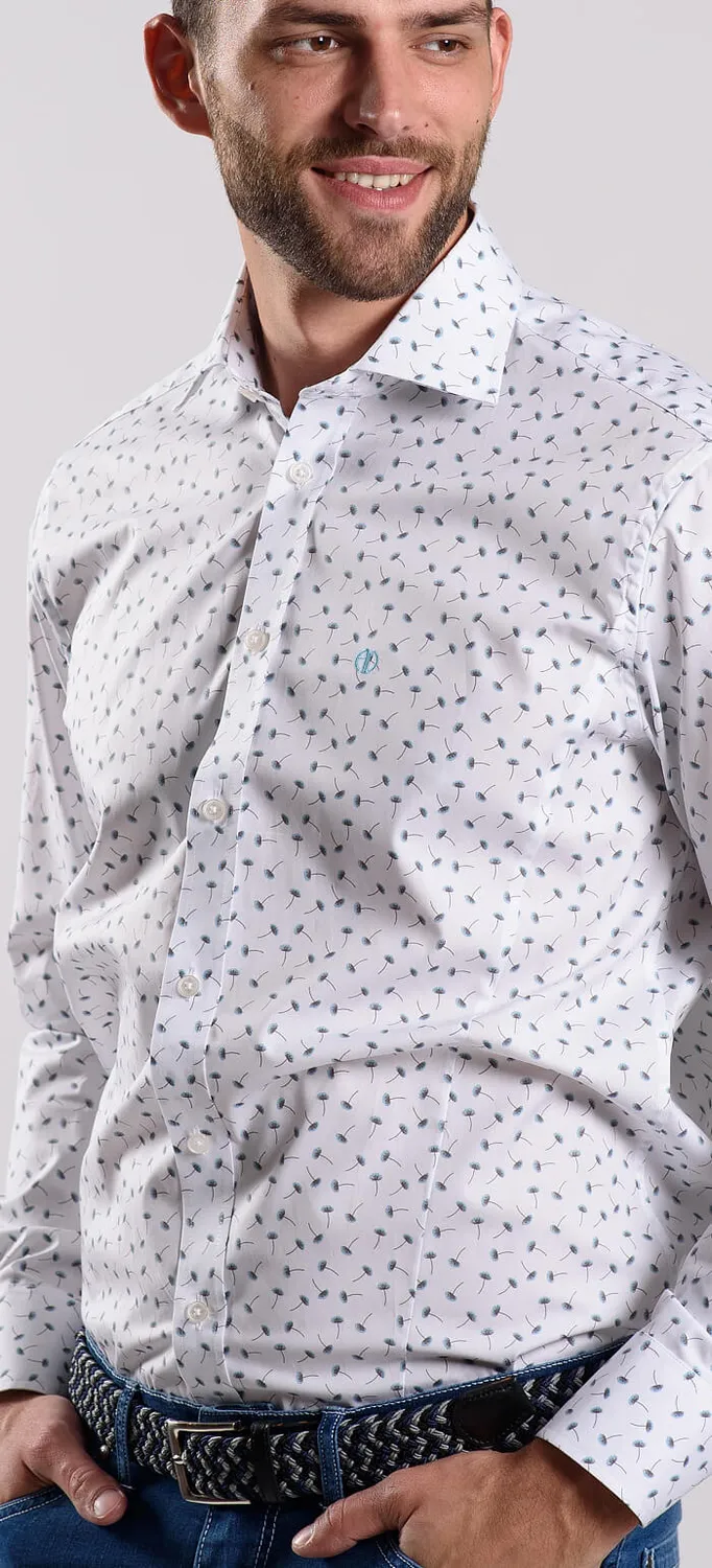 Alain Delon Extra Slim Fit camicia bianca fantasia