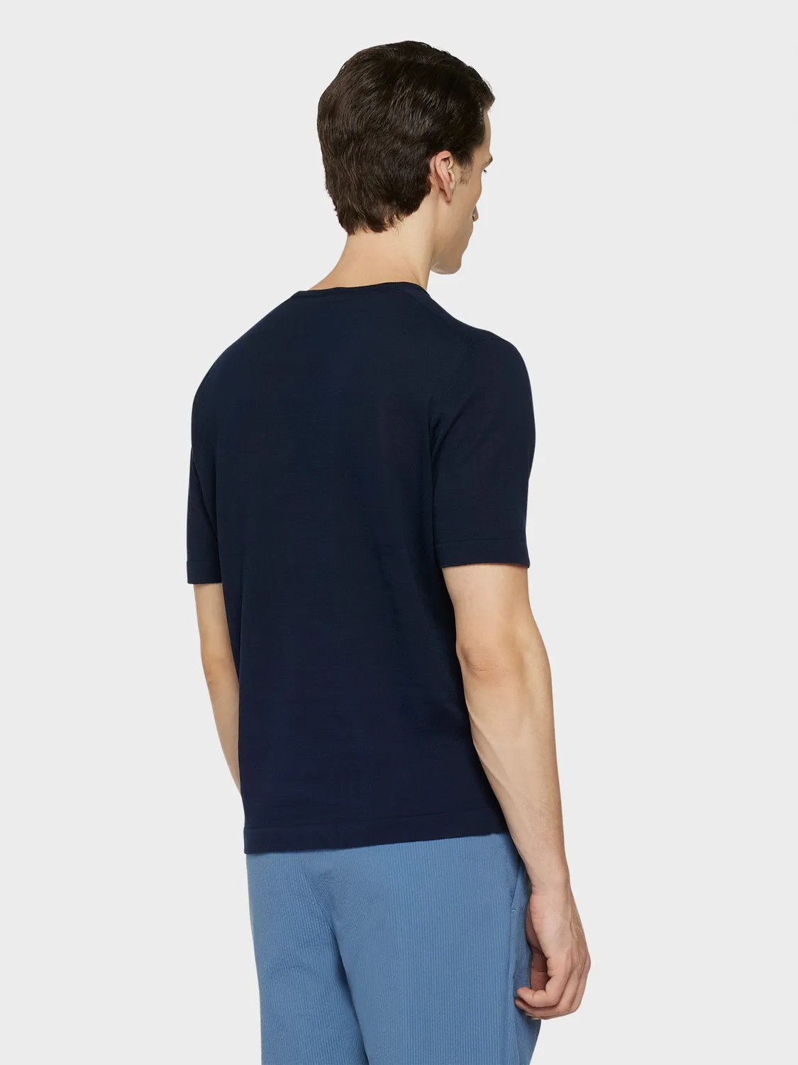 Caruso Butterfly maglia maniche corte blu navy cotone